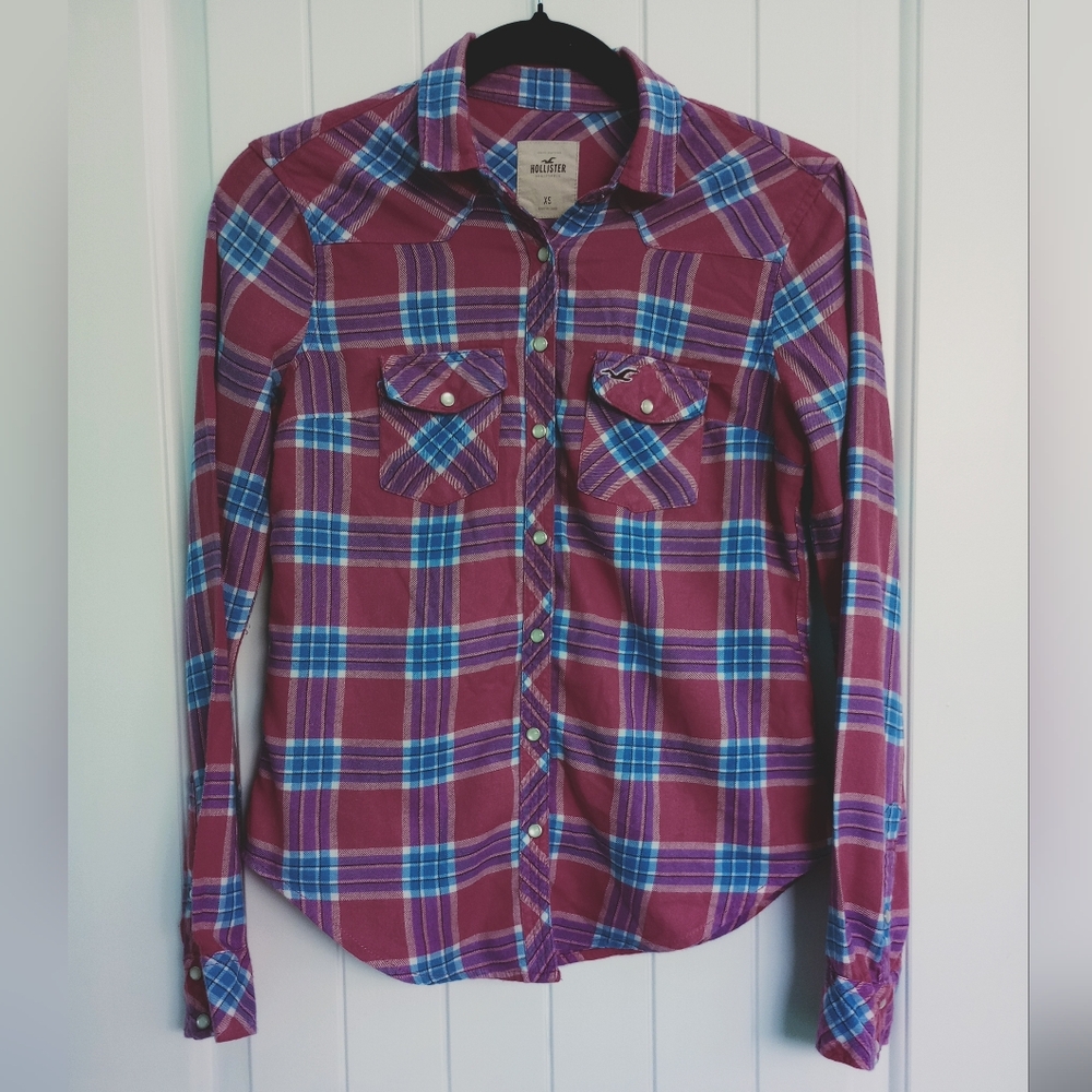 Hollister Western Plaid Flannel Shirt - Size XS